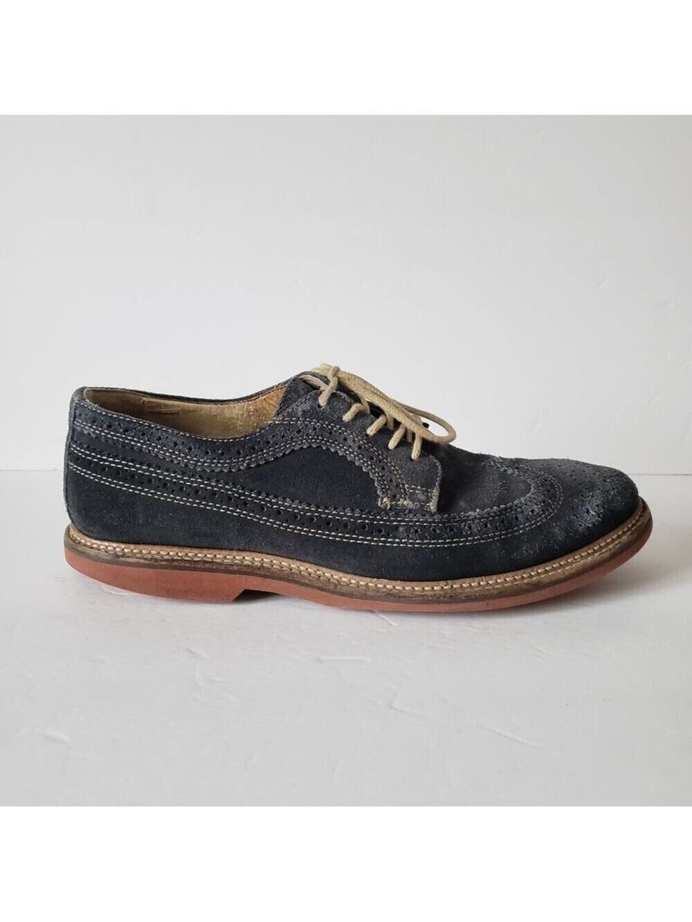 1901 Gray Suede Oxford Wingtip Shoes Size 9 - Picture 2 of 9